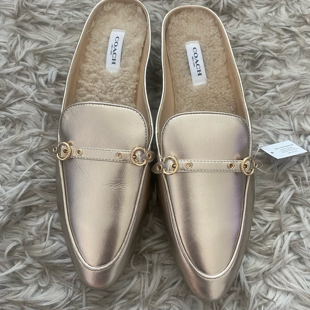 NWT Coach Metallic Shearling Loafers - Picture 8 of 10
